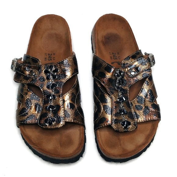 Birkenstock | Shoes | Birkenstock Betula Leopard Jeweled Sandals 38 | Poshmark